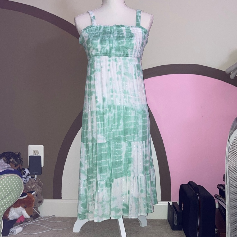 Green Tie-Dye Maxi Dress